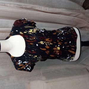 Grace Multicolor Abstract Short Sleeve Top